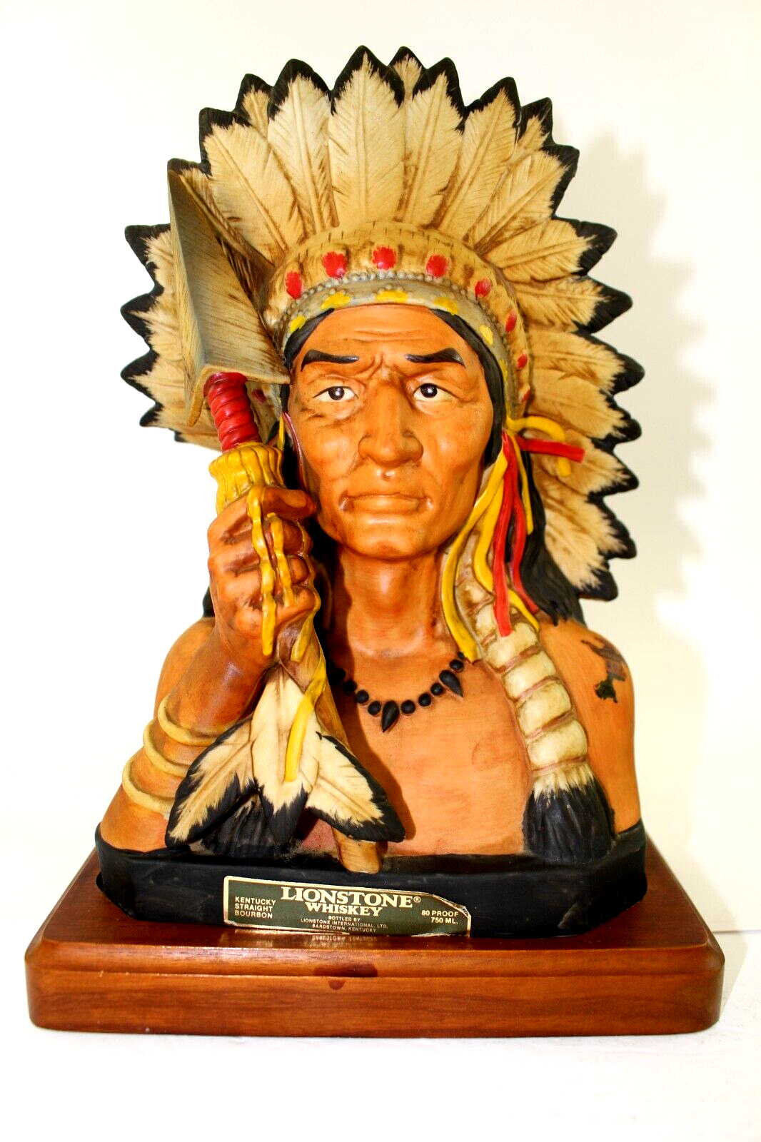 Native American Tribal Chief with Spear 1980 Decanter (Empty) approx 11\