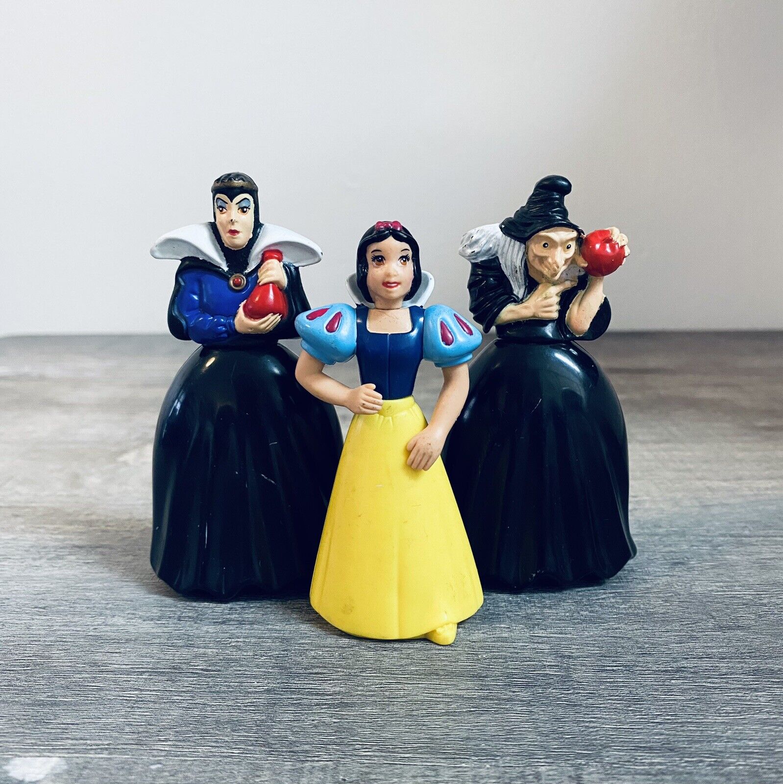 3 Vintage Disney Snow White and the Evil Queen Plastic Toy Figure Cake Toppers
