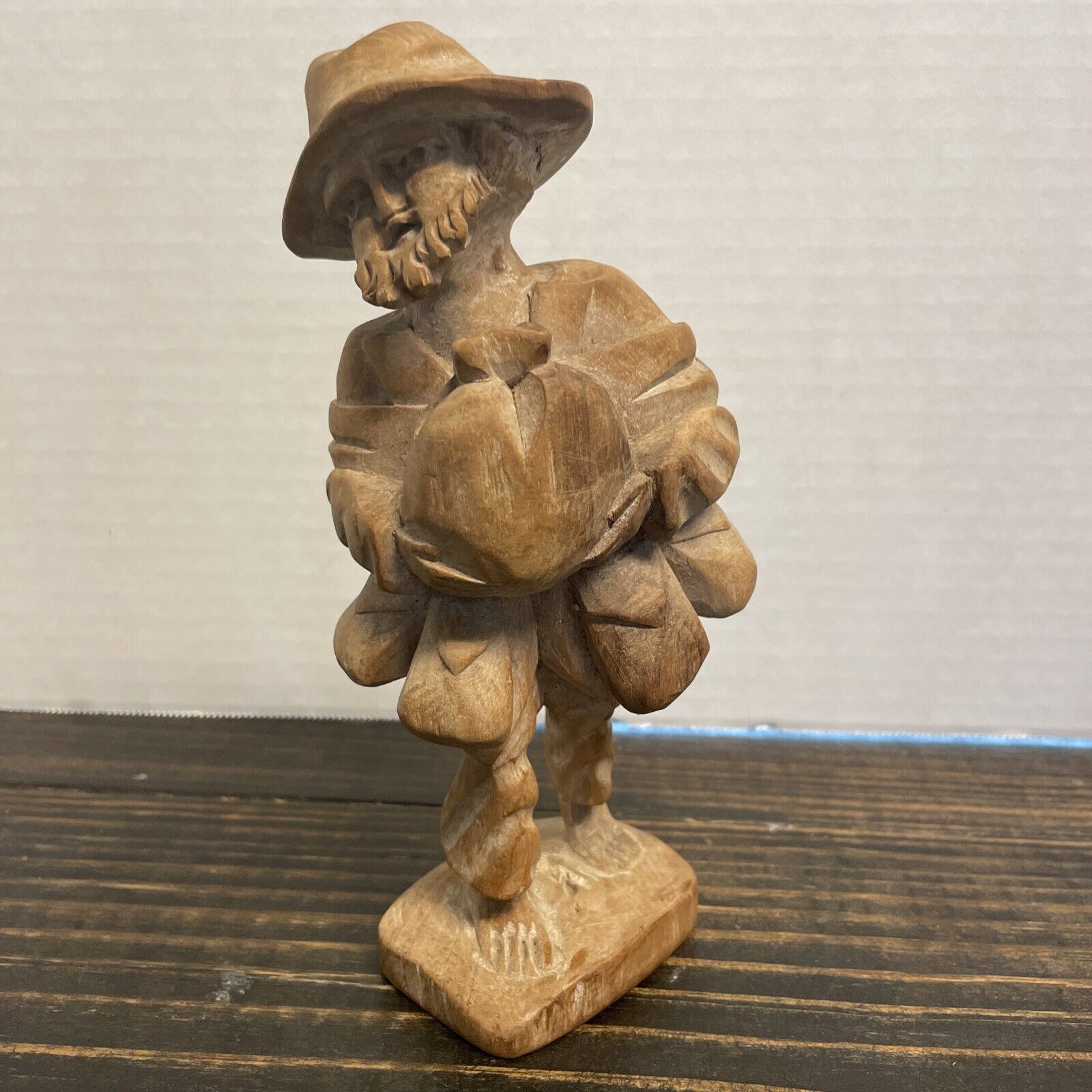 Vintage Hand Carved Figure Man Unmarked 7.5 Inches Tall, fine work, natural wood