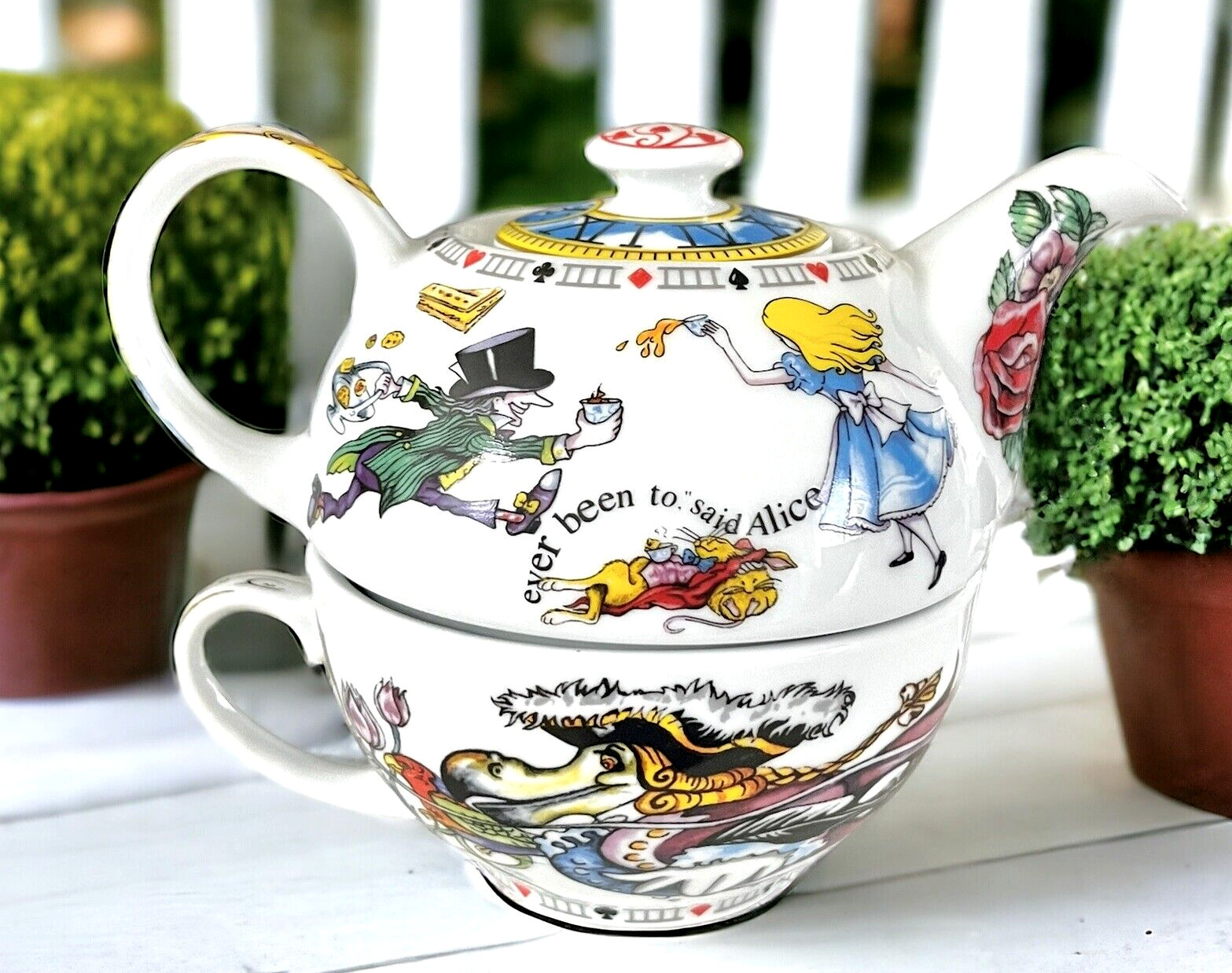 Alice In Wonderland Tea for One Teapot & Oversized Cup Set NEW Paul Cardew