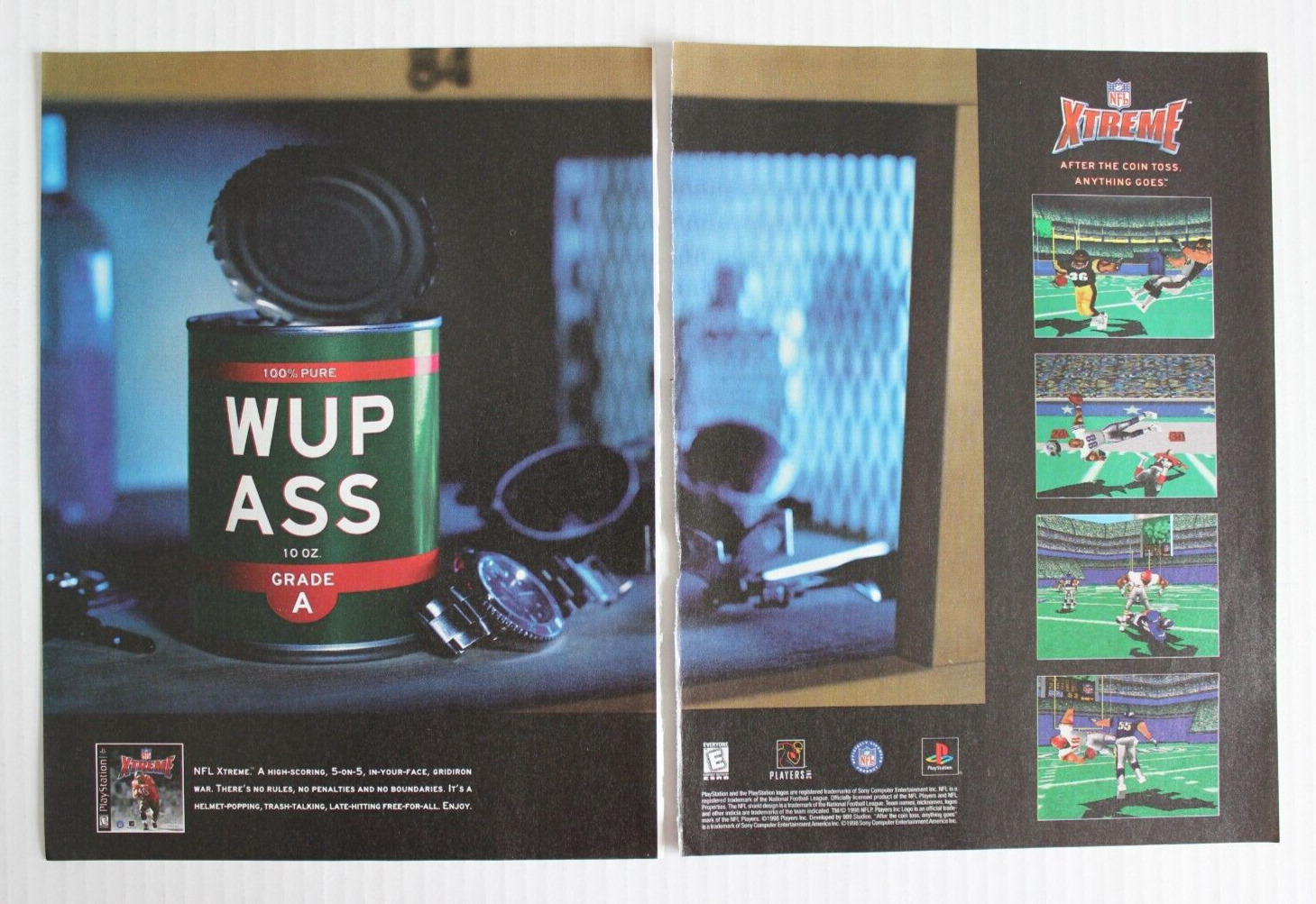 NFL ExtremePlayStation Video Game Vintage 1998 Print Ad PROMO Art