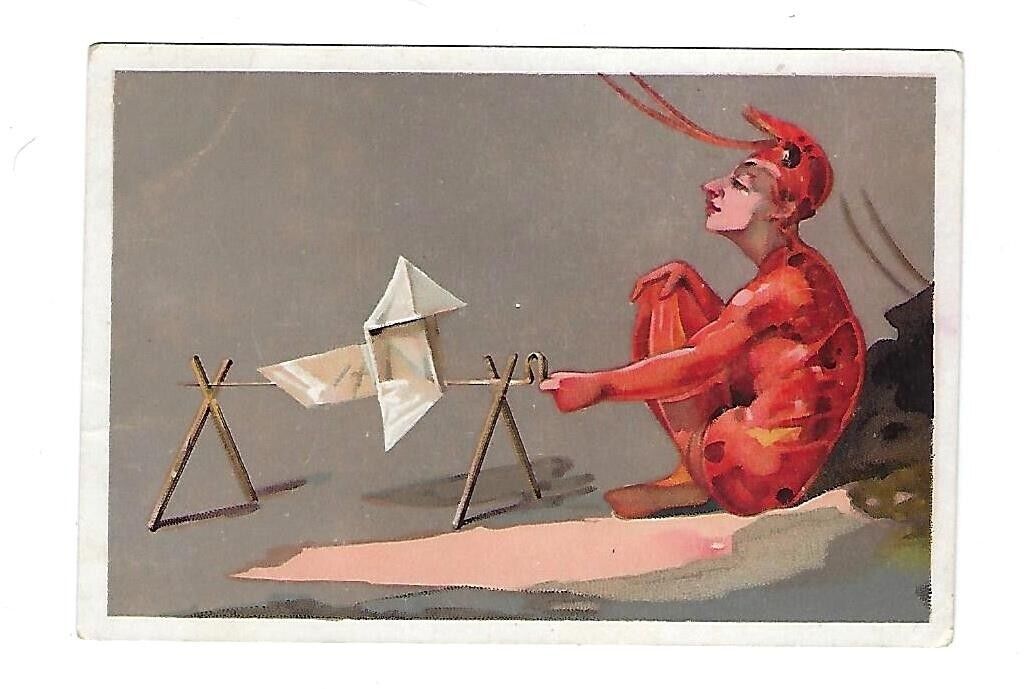 c1890's Stock Trade Card Man Dressed In a Lobster Suit