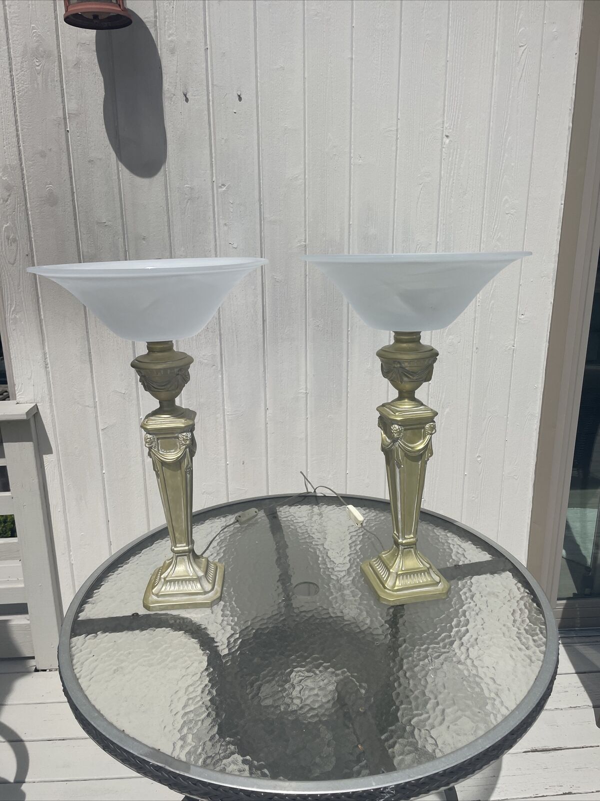 antique vintage table lamps pair
