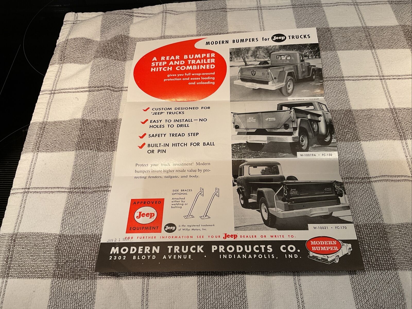 Vintage Original Willys Jeep Pick Up Trucks Modern Bumper Fold Out Brochure 1960