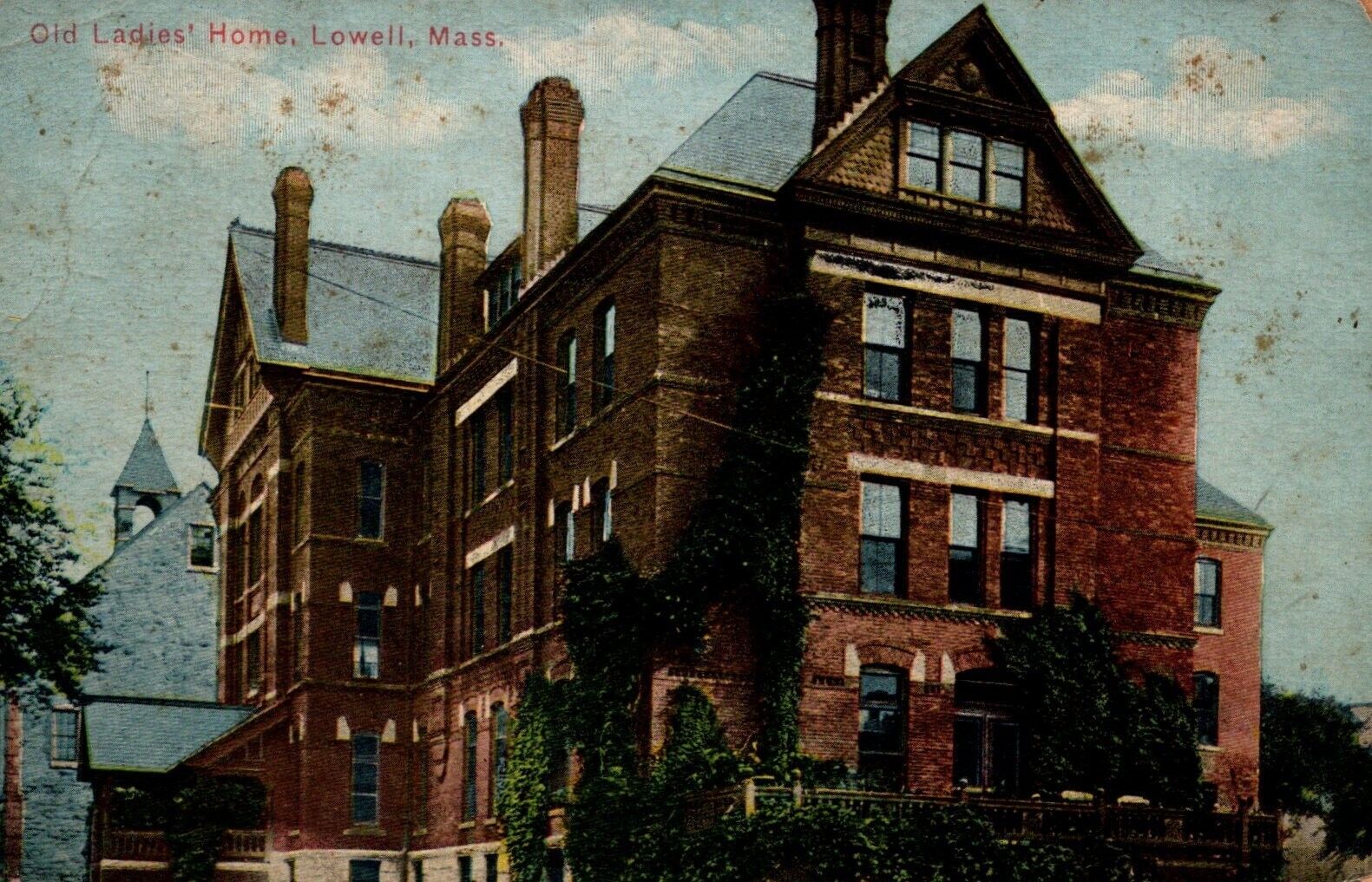 Lowell Massachusetts Old Ladies' Home Antique PC Posted 1910
