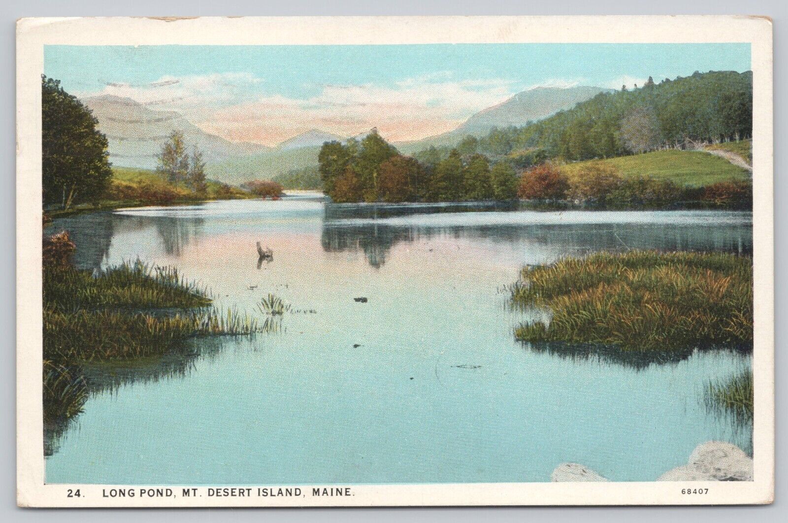 Postcard Long Pond Mt Desert Island ME C1931