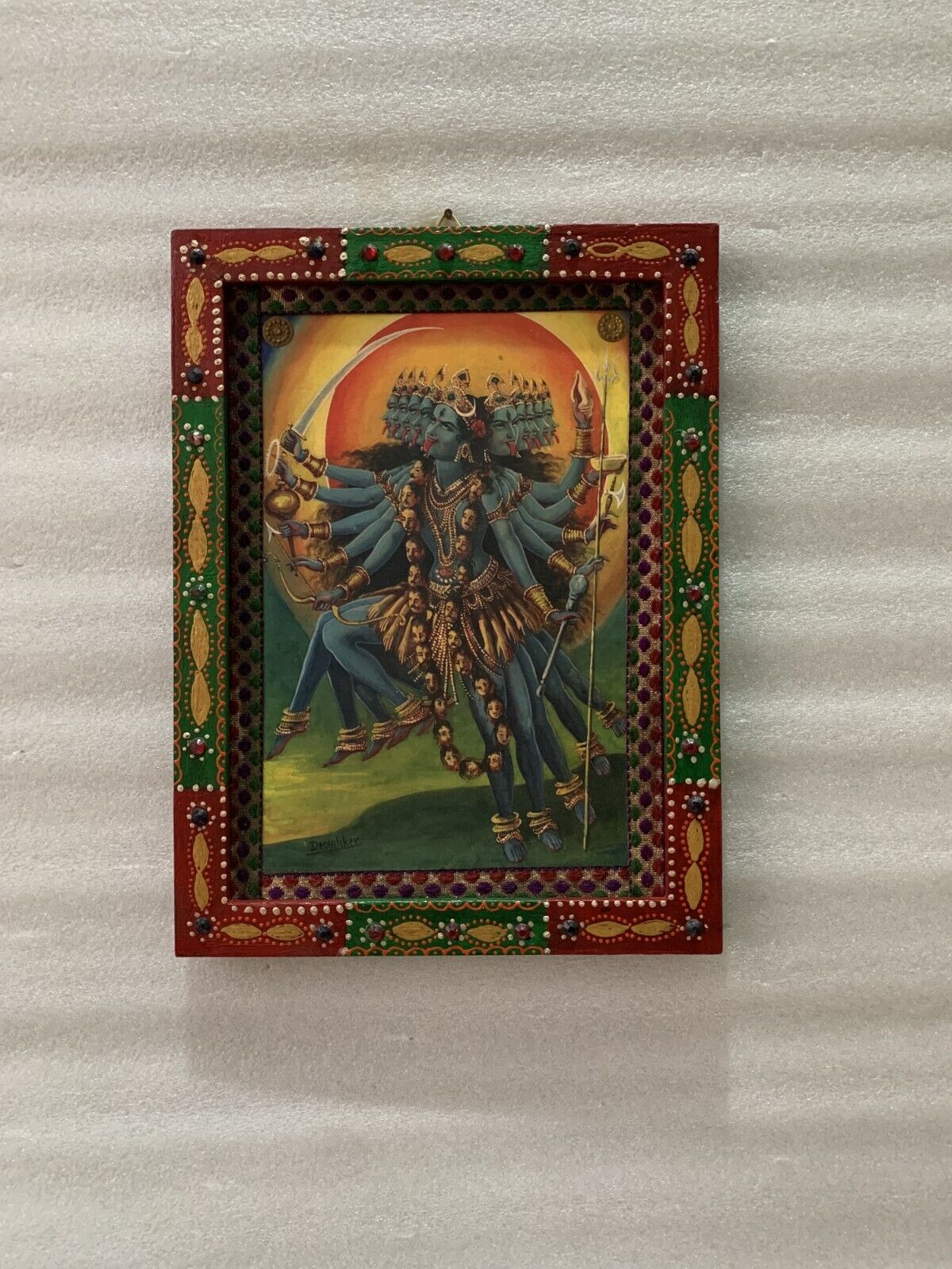 Vintage Picture Frame Kali, Wall Hanging, Wall Art Indian Goddess Photo -9 x 12\