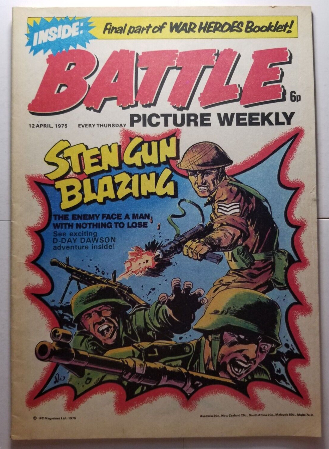 Battle Picture Weekly #6 VF/NM (Apr 12 1975, IPC UK) Rat Pack, Sten Gun Blazing