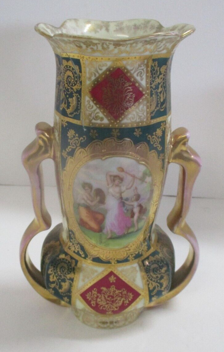 Antique Royal Vienna Austria Double Handle Vase Damaged