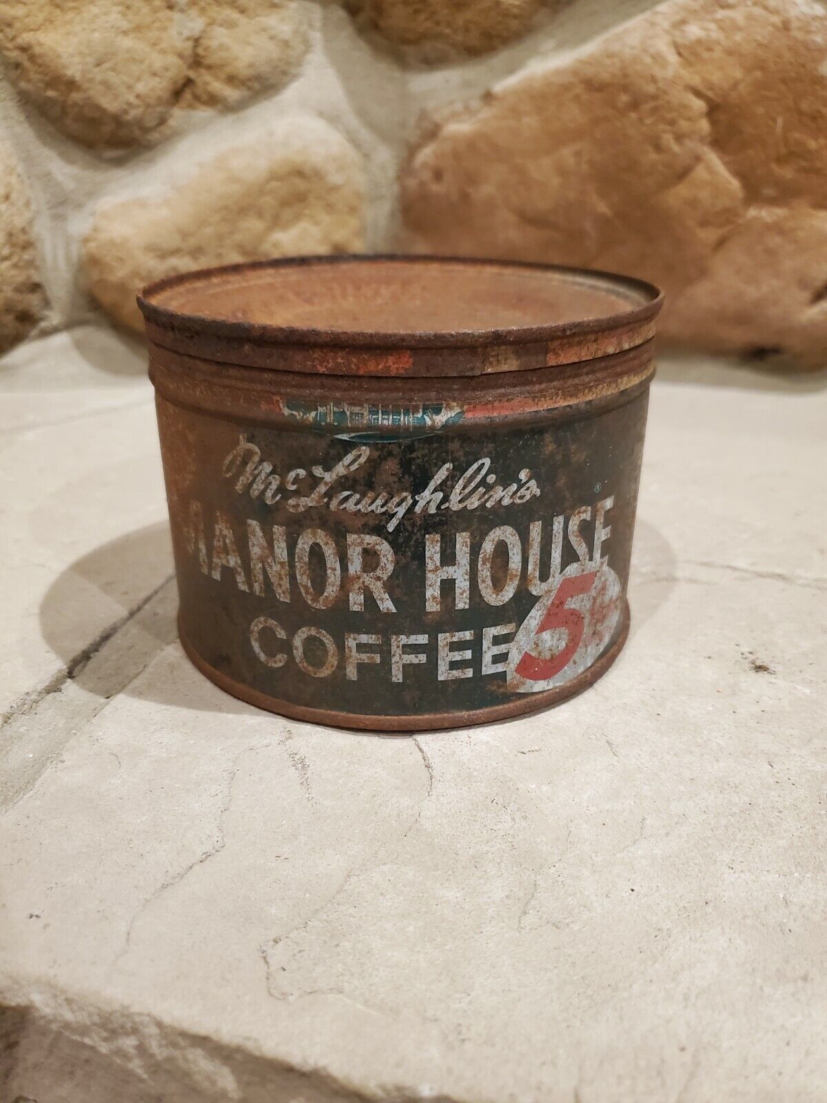 Vintage McLaughlin's Manor House Coffee Tin w/ great patina