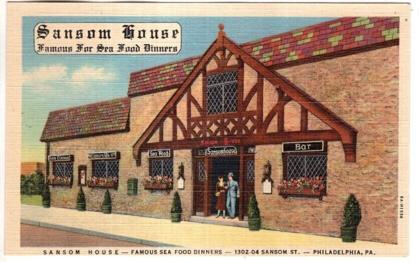 LINEN Postcard      THE SANSOM HOUSE RESTAURANT  -  PHILADELPHIA, PA