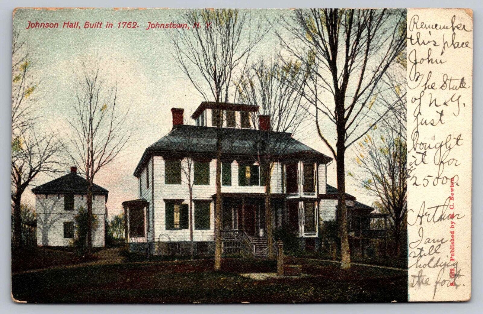 Postcard Johnson Hall Built in 1862 Johnstown New York NY