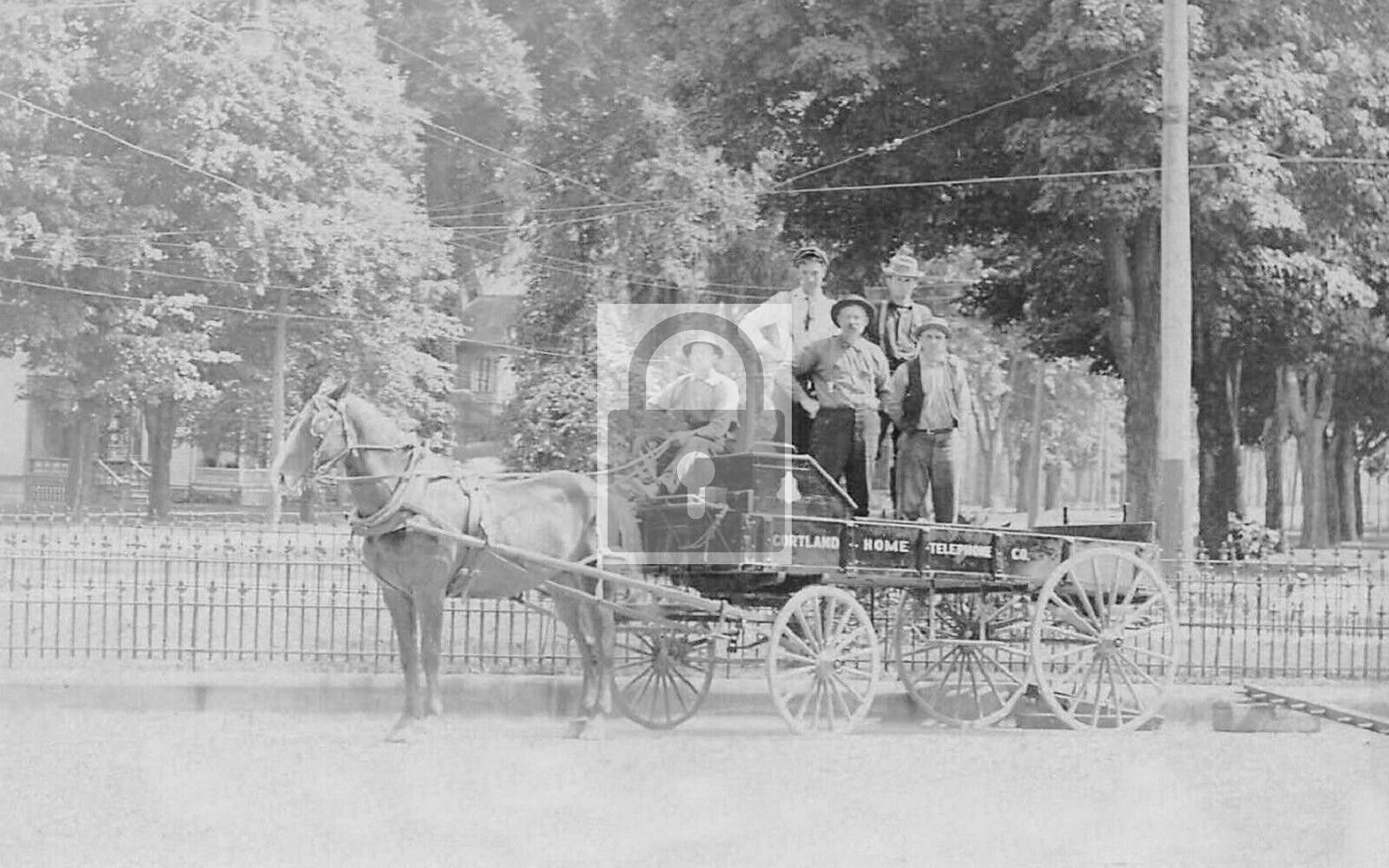 Cortland Home Telephone Co Horse Wagon New York NY Reprint Postcard
