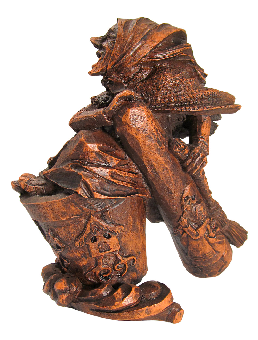 Baba Yaga Statue - Slavic Folklore Crone Goddess - Dryad Design - Wood Finish