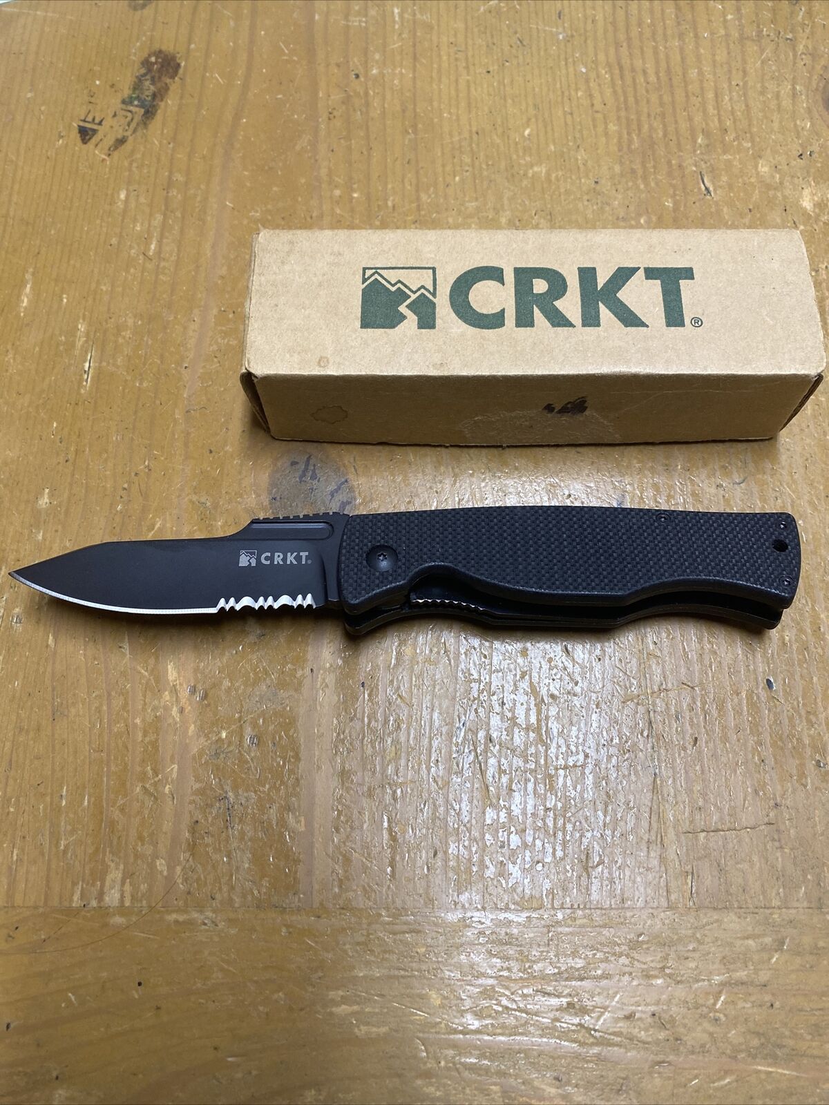 RARE/DISCONTINUED CRKT 6113KG Marzitelli Prowler Black Combo Edge Folding Knife