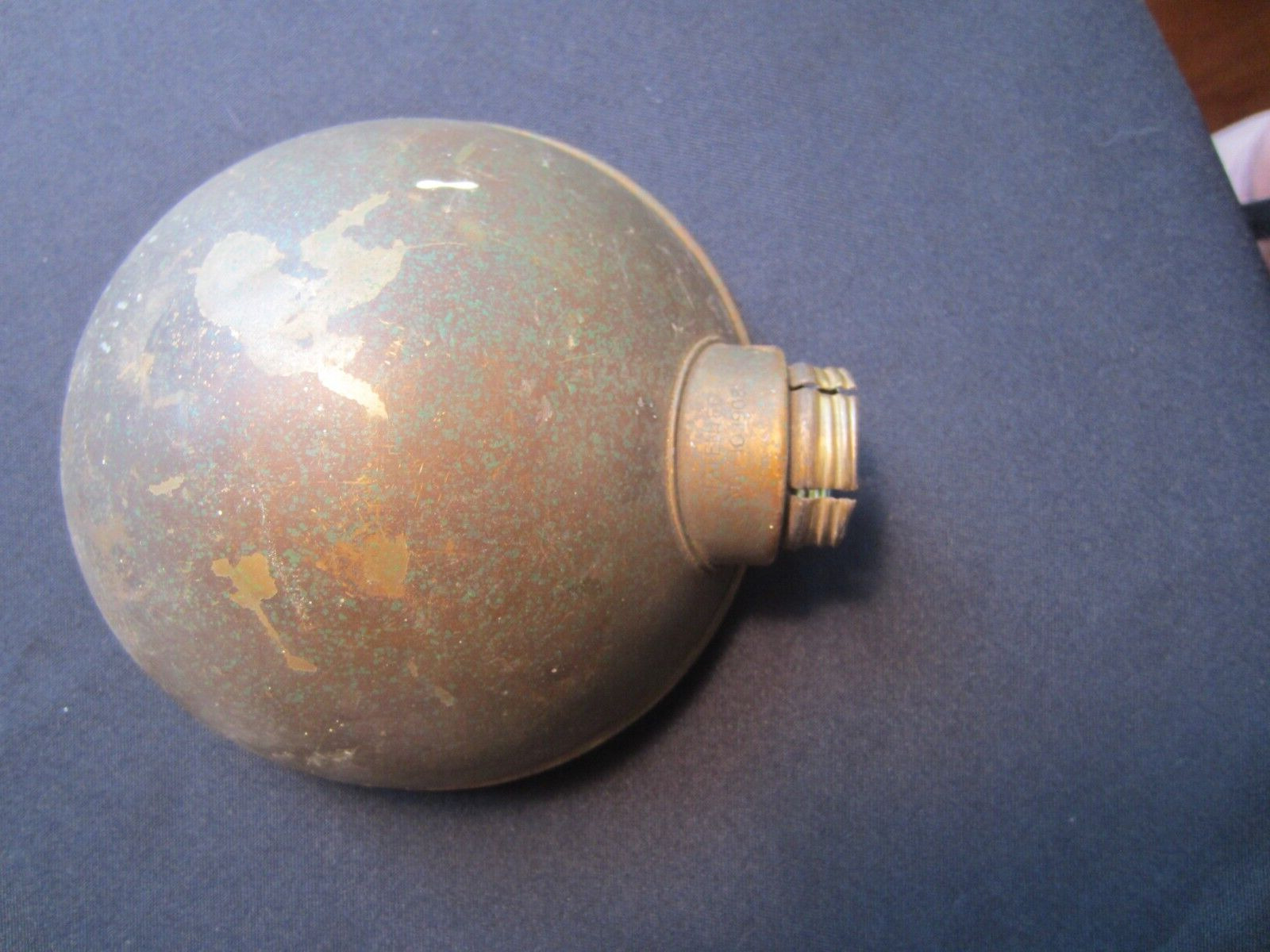antique vtg BRASS METAL LAMP SHADE Dated 1908..... PARABOLIC OC WHITE FARIES era