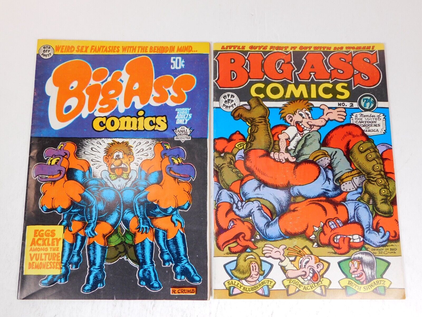 Big Ass Comics #1 & 2 Full Set Underground Comix - All R Crumb