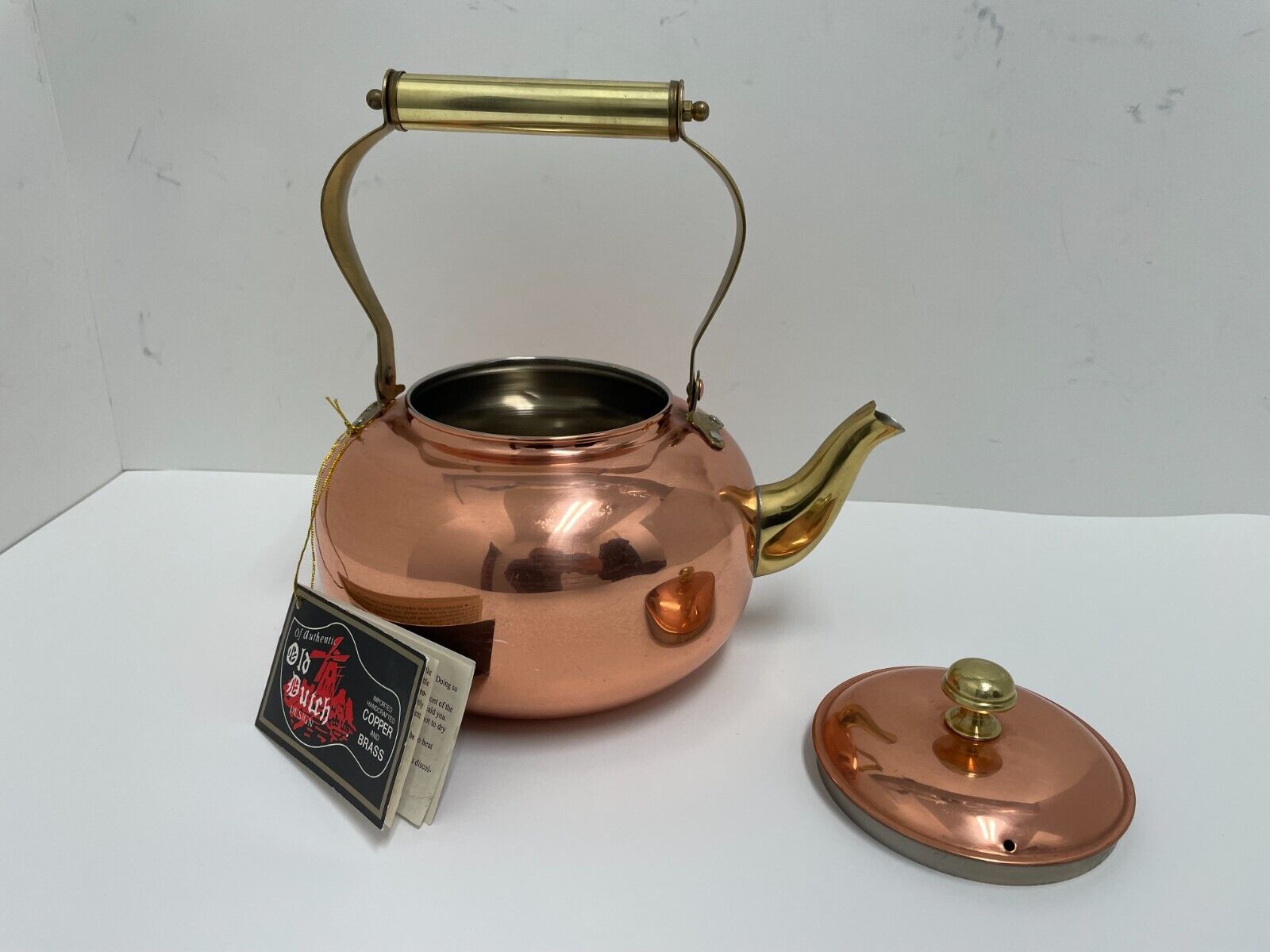 Vintage ODI Copper & Brass Teapot Tea Kettle Made in Korea NOS NEVER USED FLAWED