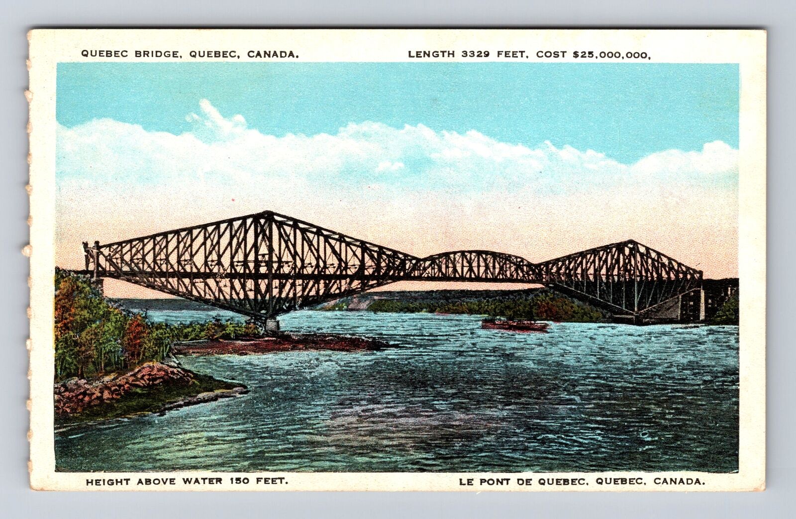 Quebec Quebec-Canada, Quebec Bridge, Antique Vintage Souvenir Postcard