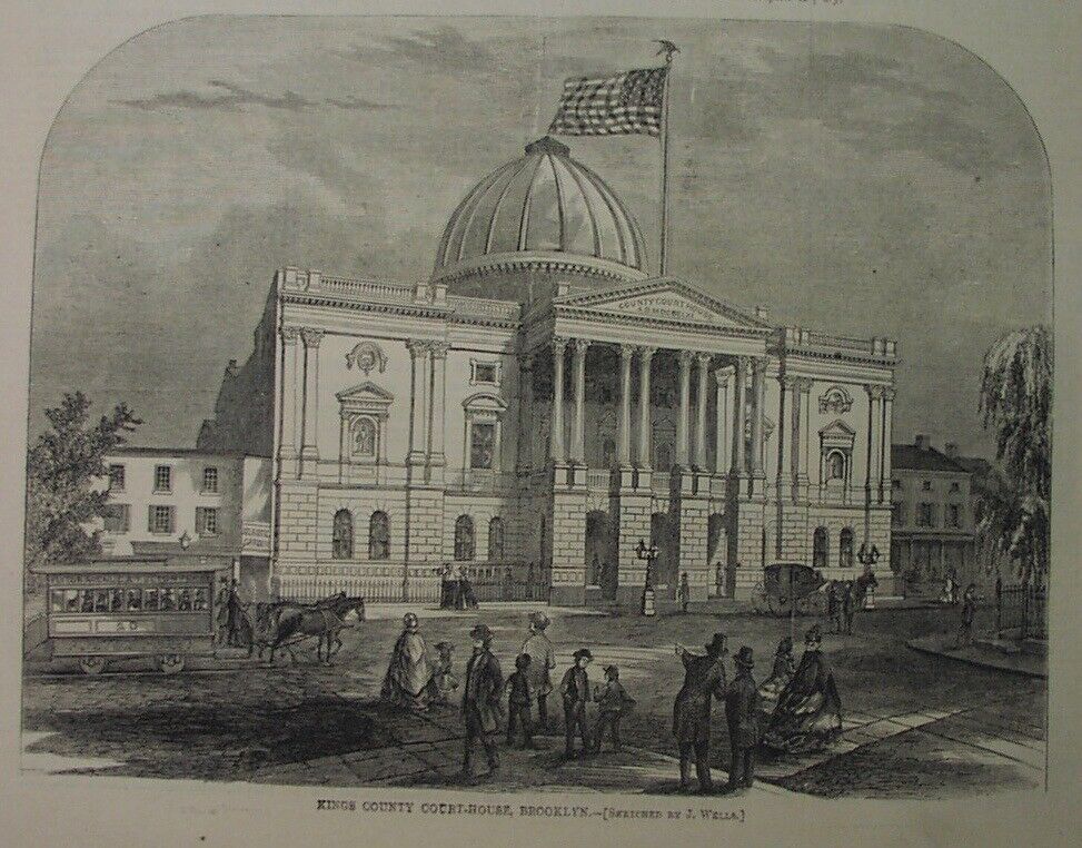 1865 print - new King\'s County Courthouse, Brooklyn completed; by Gamaliel King