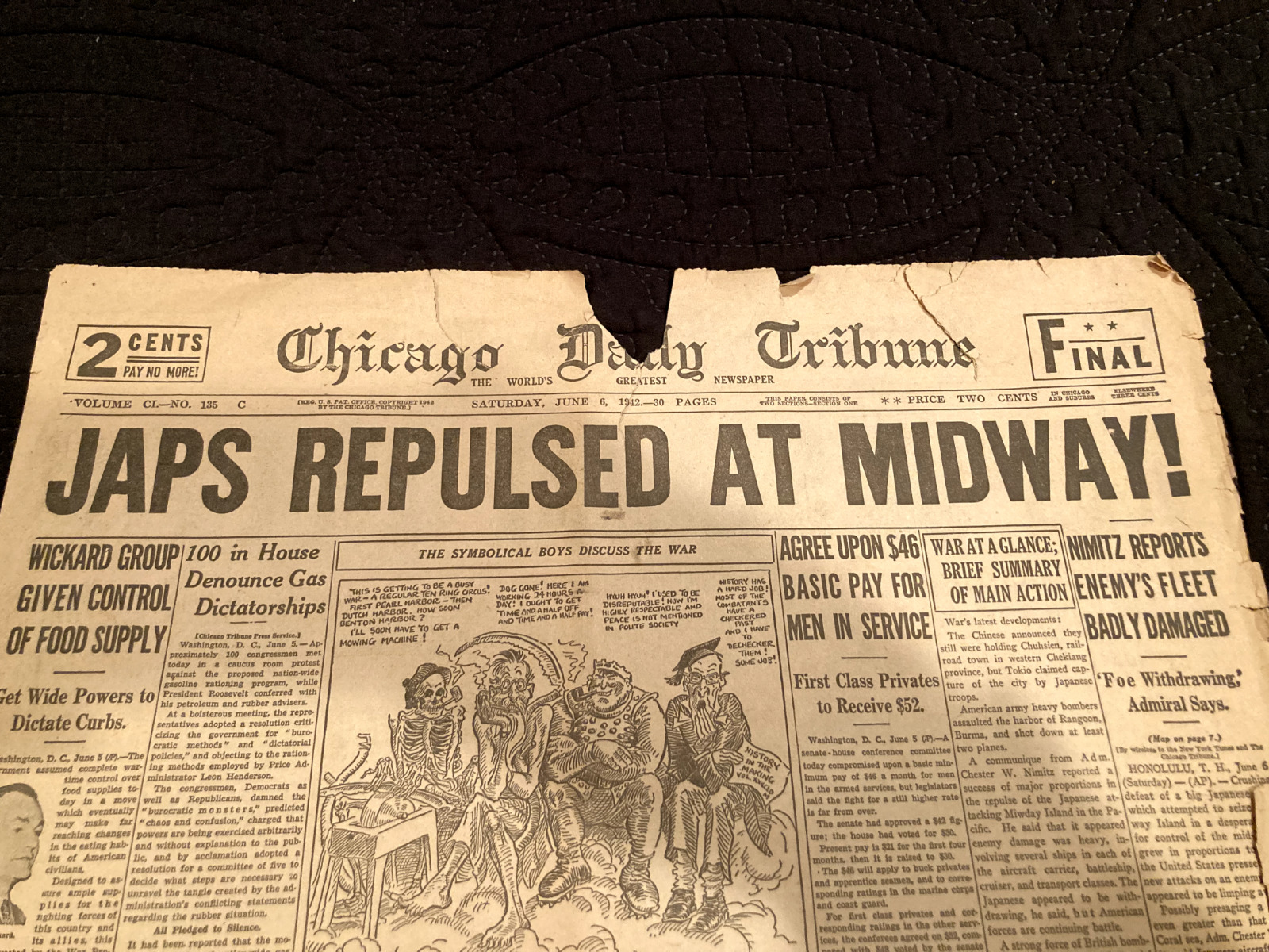 Original Chicago Daily Tribune Newspaper 4 Headlines WW2 1942-1944