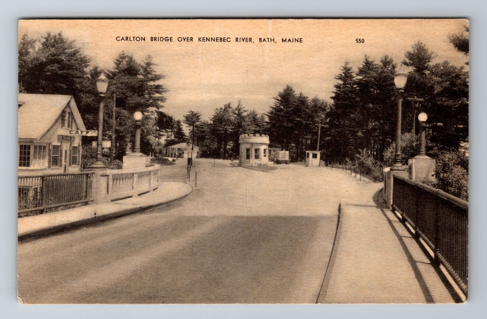 Bath ME-Maine, Carlton Bridge, Kennebec River, Antique Vintage Souvenir Postcard