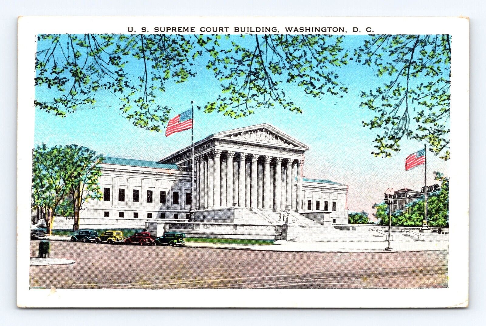 Vintage Old Postcard Washington DC 1936 Cancel Flag Antique cars