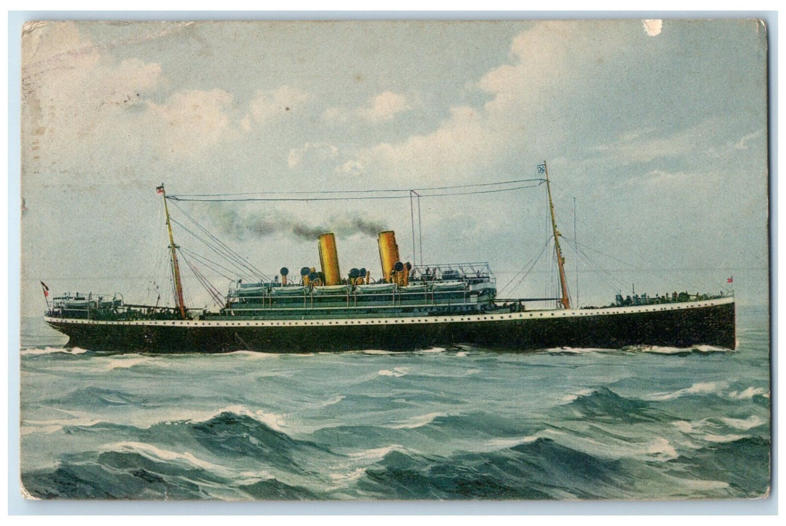 1913 Steamer Queen Luise North German Lloyd Bremen Germany Antique Postcard