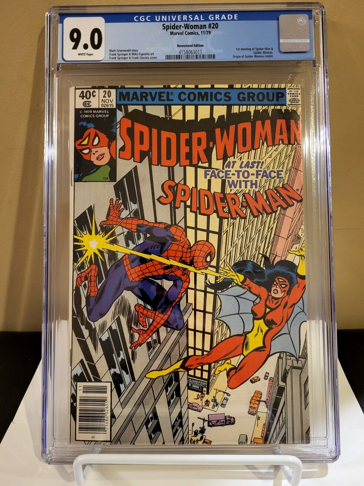 Spider-Woman #20 CGC 9.0 Newsstand WP  1979 🕷1st Meeting with Spider-Man🕷