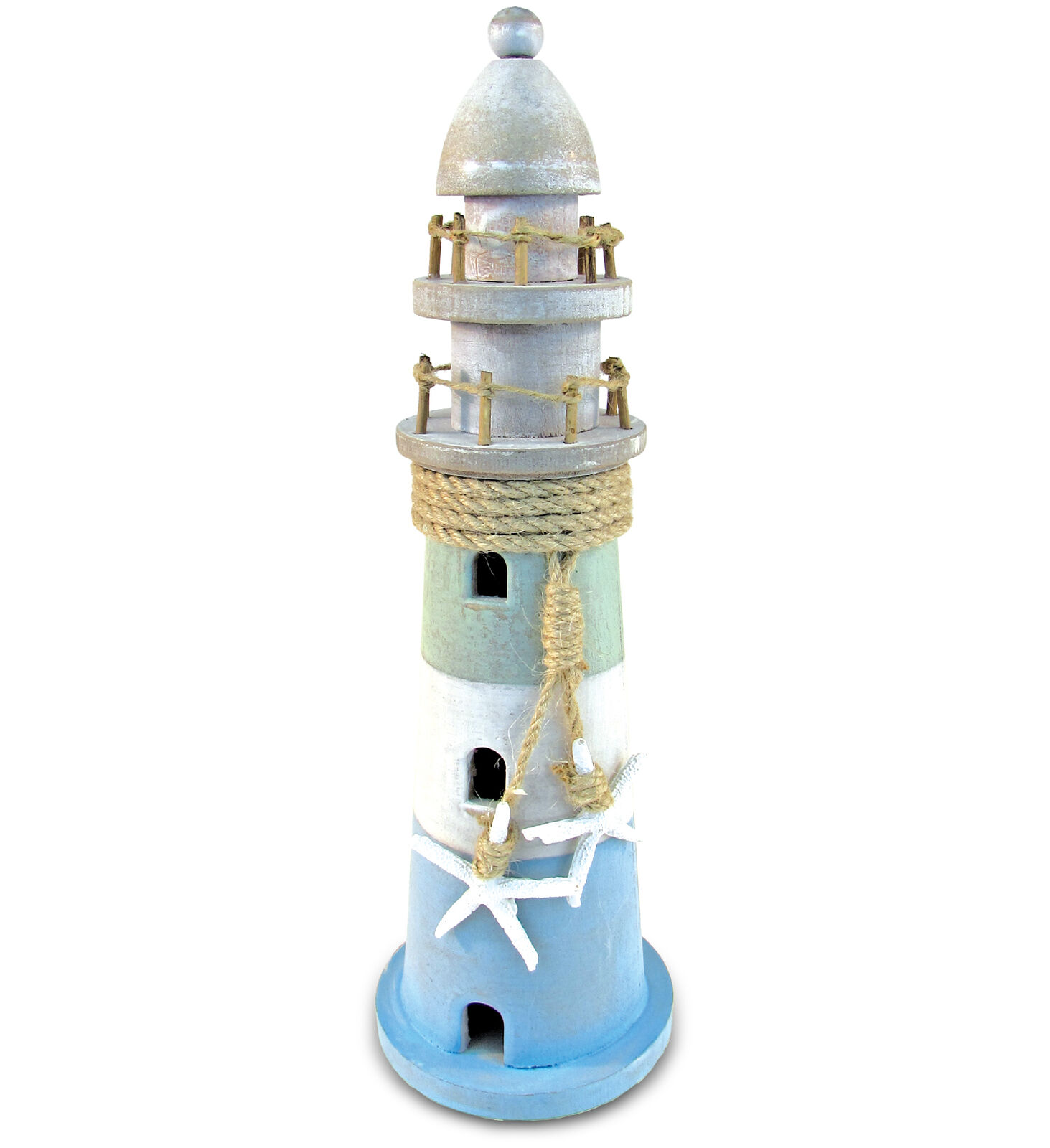 CoTa Global Handmade Ocean Breeze Lighthouse Decor with Starfish - 12.25 Inches