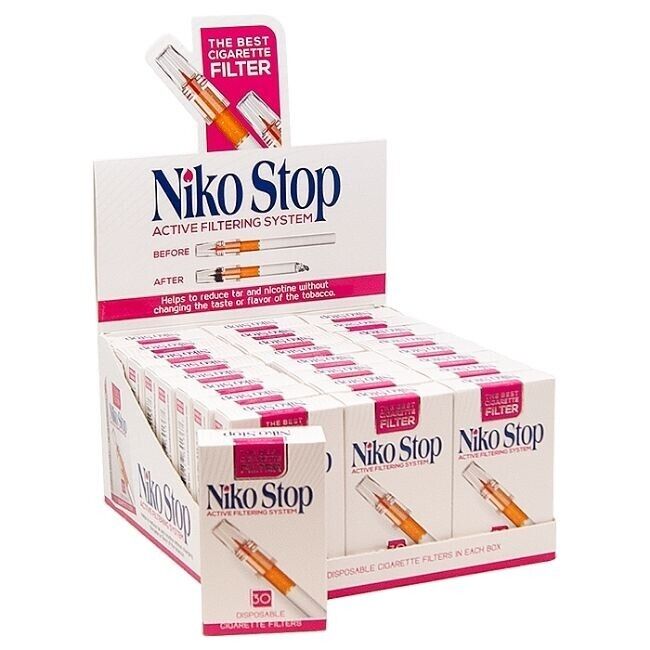 Niko Stop Cigarette Filter 24 Packs, 30 Filters/PK, Nikostop Nic Tar Out Filters