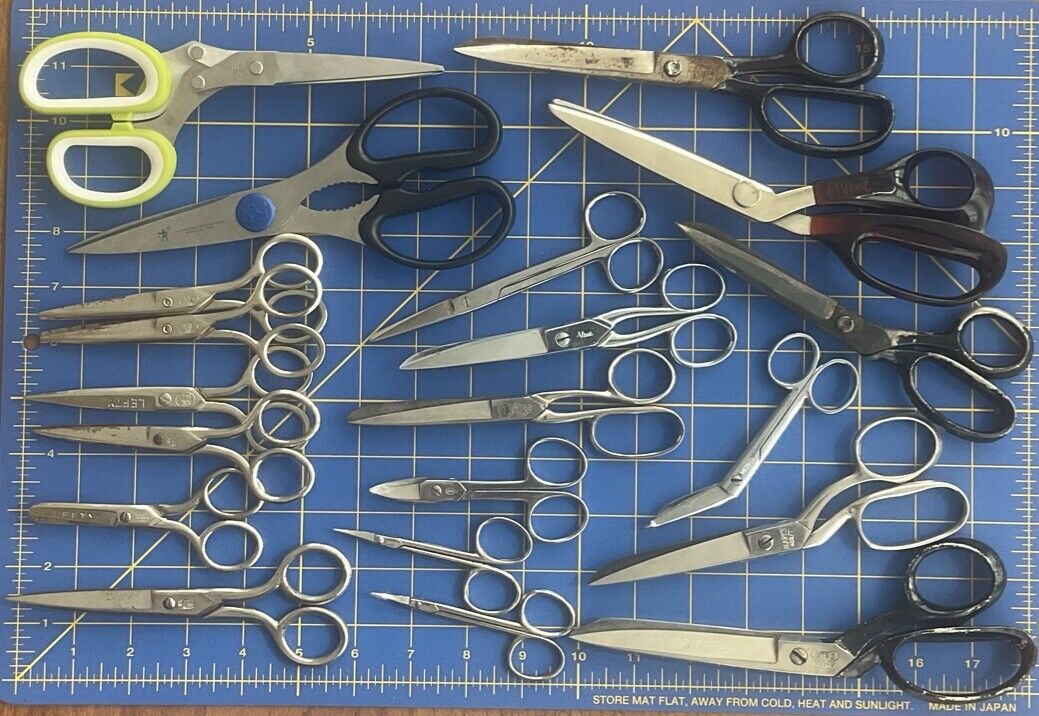Lot of 20 SCISSORS, Sewing, Pinking, Trimming, Craft, LEFTY, Kitchen Vintage