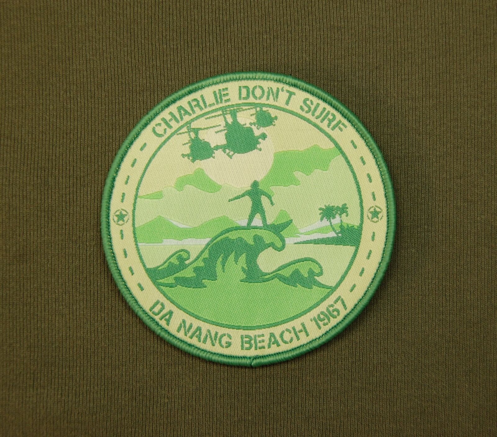 Charlie Don't Surf Da Nang Beach 1967 Woven Patch Apocalypse Now Vietnam War
