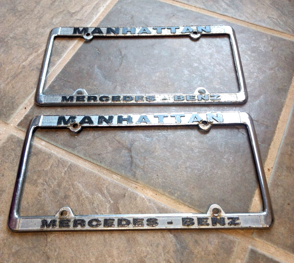 MANHATTAN MERCEDES - BENZ NY Metal Dealership License Plate Frame PAIR