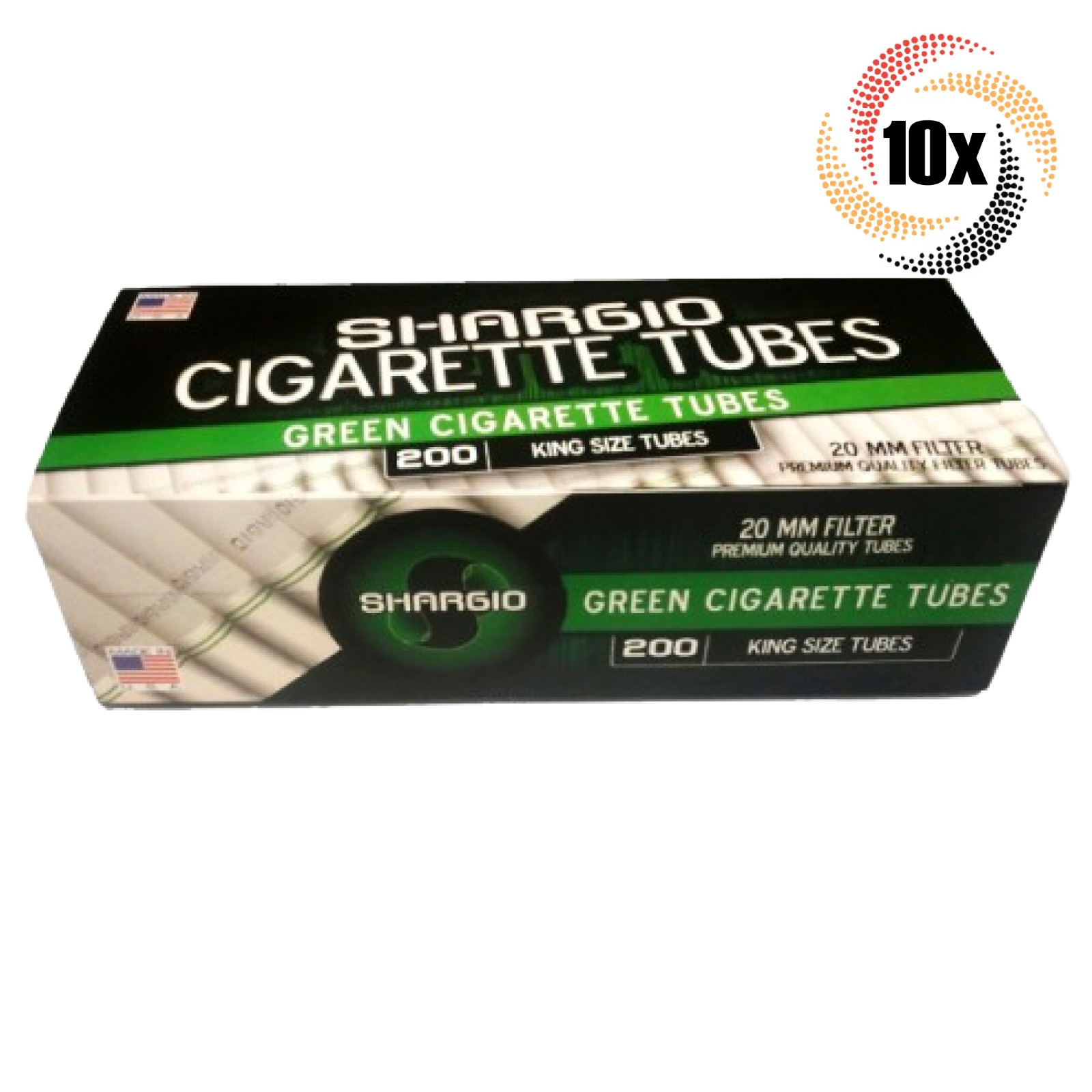 10x Boxes Shargio Green Menthol King Size ( 2,000 Tubes ) Cigarette Tobacco RYO