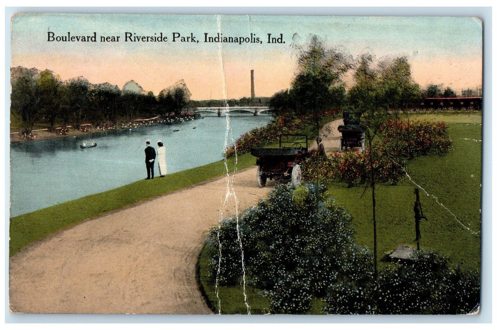 1916 Boulevard Near Riverside Park View Indianapolis Indiana IN Posted Postcard