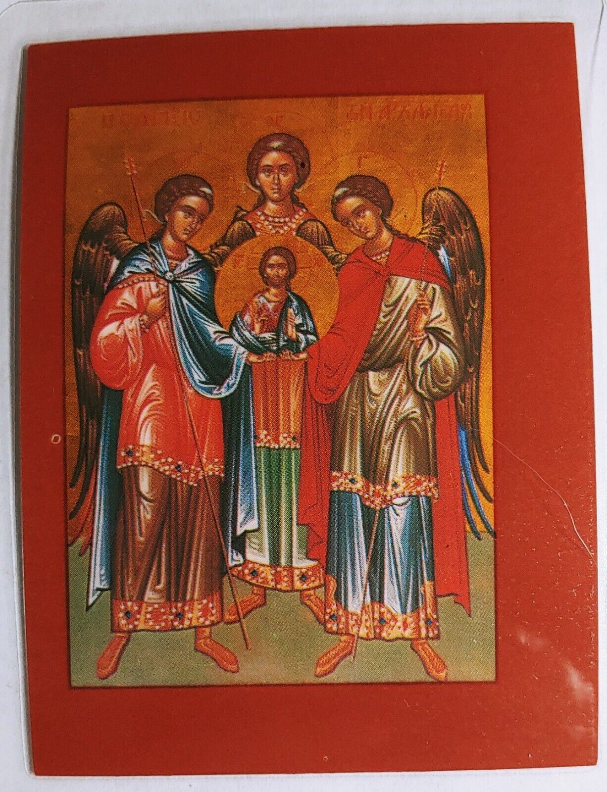 Synaxis of the Holy Archangels Michael, Gabriel, Raphael laminated Prayer Card