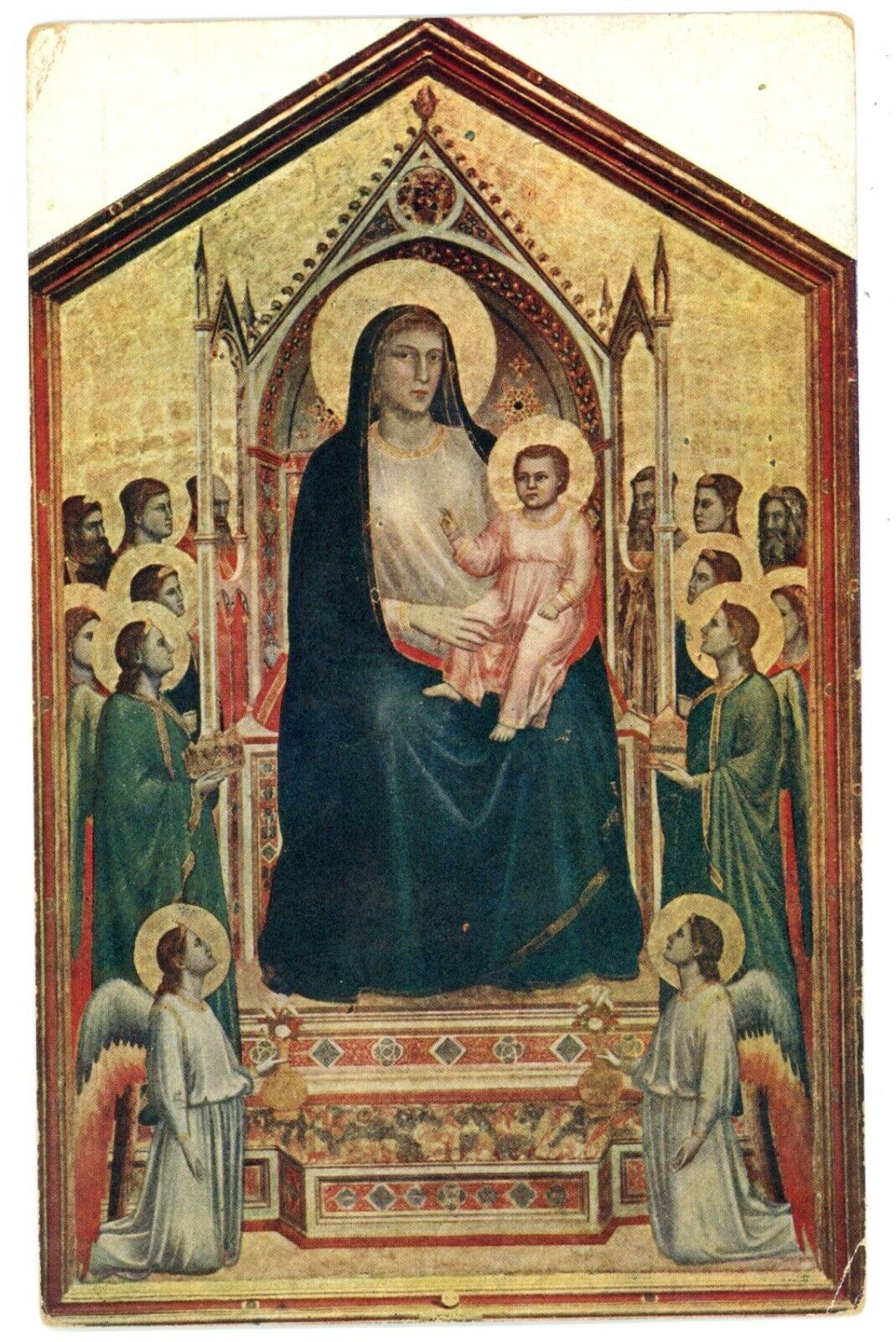 Madonna Enthroned, Angels & Saints By Giotto di Bondone, Uffizi Gallery Postcard
