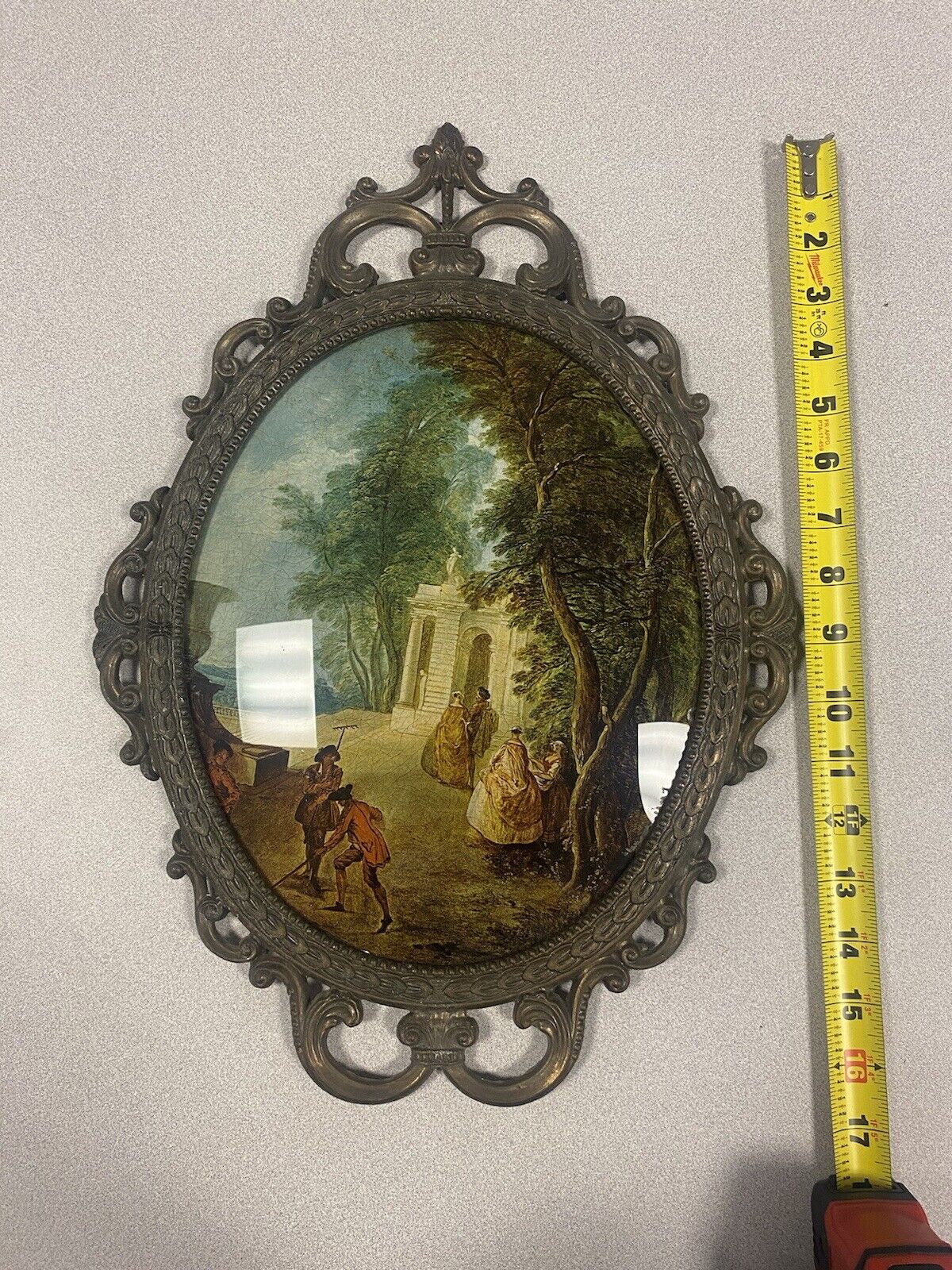 Vintage Italian Victorian Style Oval Picture Frame Metal Decor NLHB 1 of a Kind