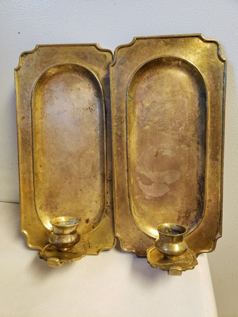 2 Vintage Pair Of Brass Wall Sconce Candlestick Holders 5.5X11\