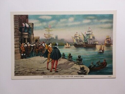 Postcard Jamestown Exposition Expo 1907 Colonists Leaving England Unposted Vtg