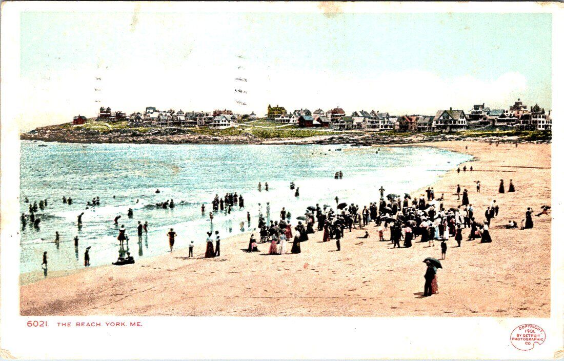1901, The Beach, YORK, Maine Postcard - Detroit Photographic Co.