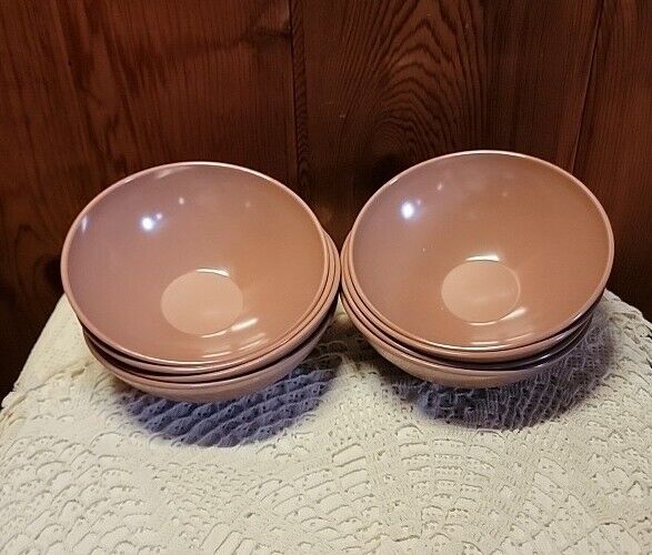 8 Vintage Mar-Crest Melmac Bowl Set Dusty Pink Cereal Bowls MCM Kitchen 5.5\