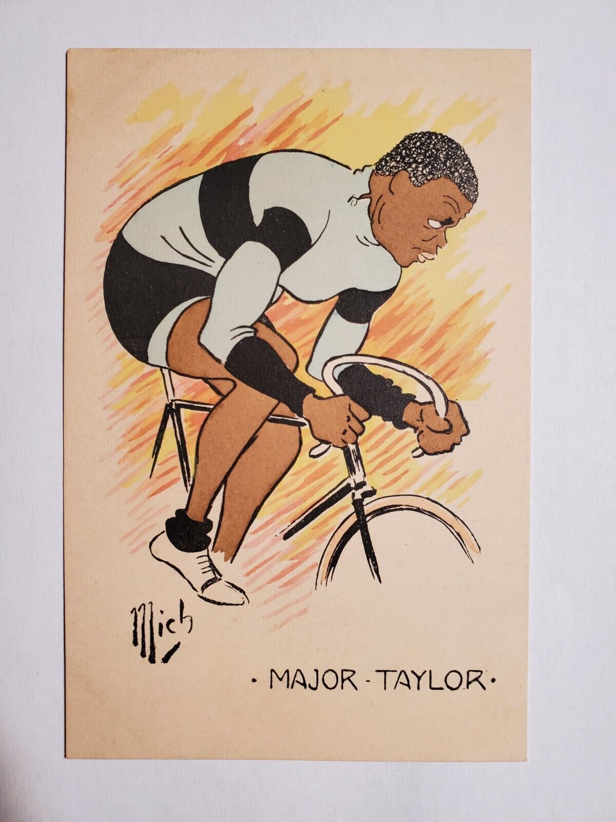 1900\'s Major Taylor World Champion Cycling Colored Postcard Very Rare