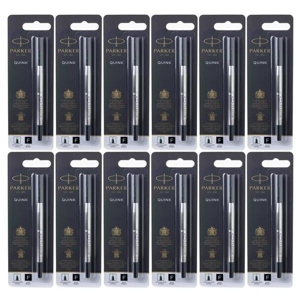 12 Pcs Parker Roller Refills Black 0.5mm New Sealed Fits My Store Rollerball Pen