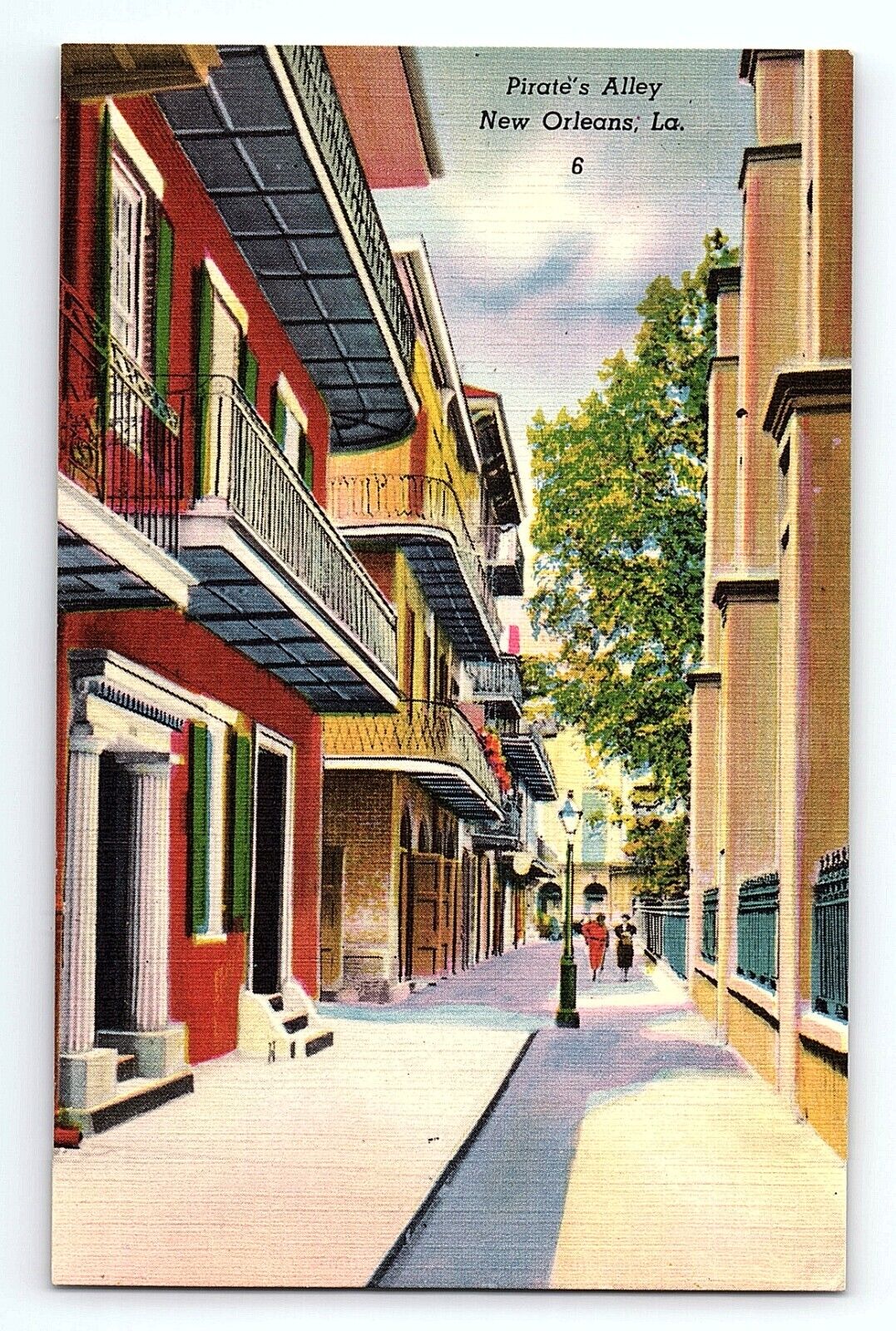 Pirate's Alley French Quarter New Orleans Louisiana Vintage Postcard
