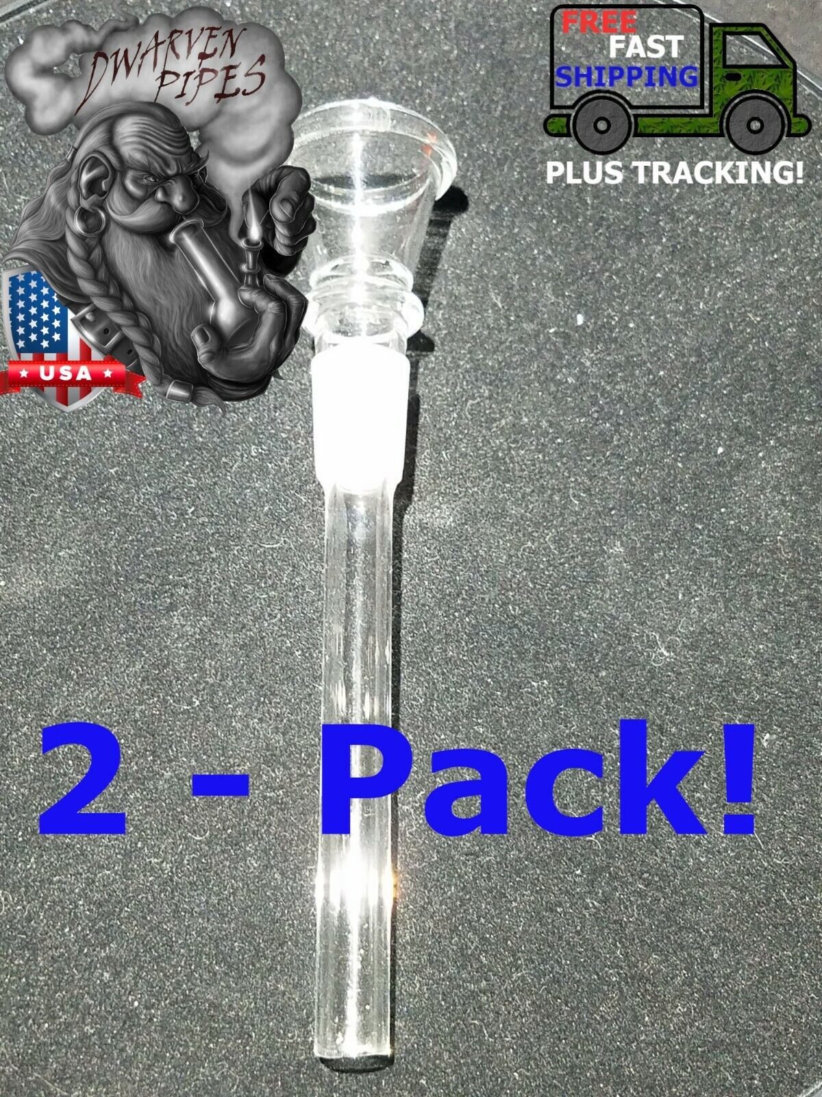 2 Pack: Glass Downstem With Bowl 14MM Male For Glass Water Pipe Replacement