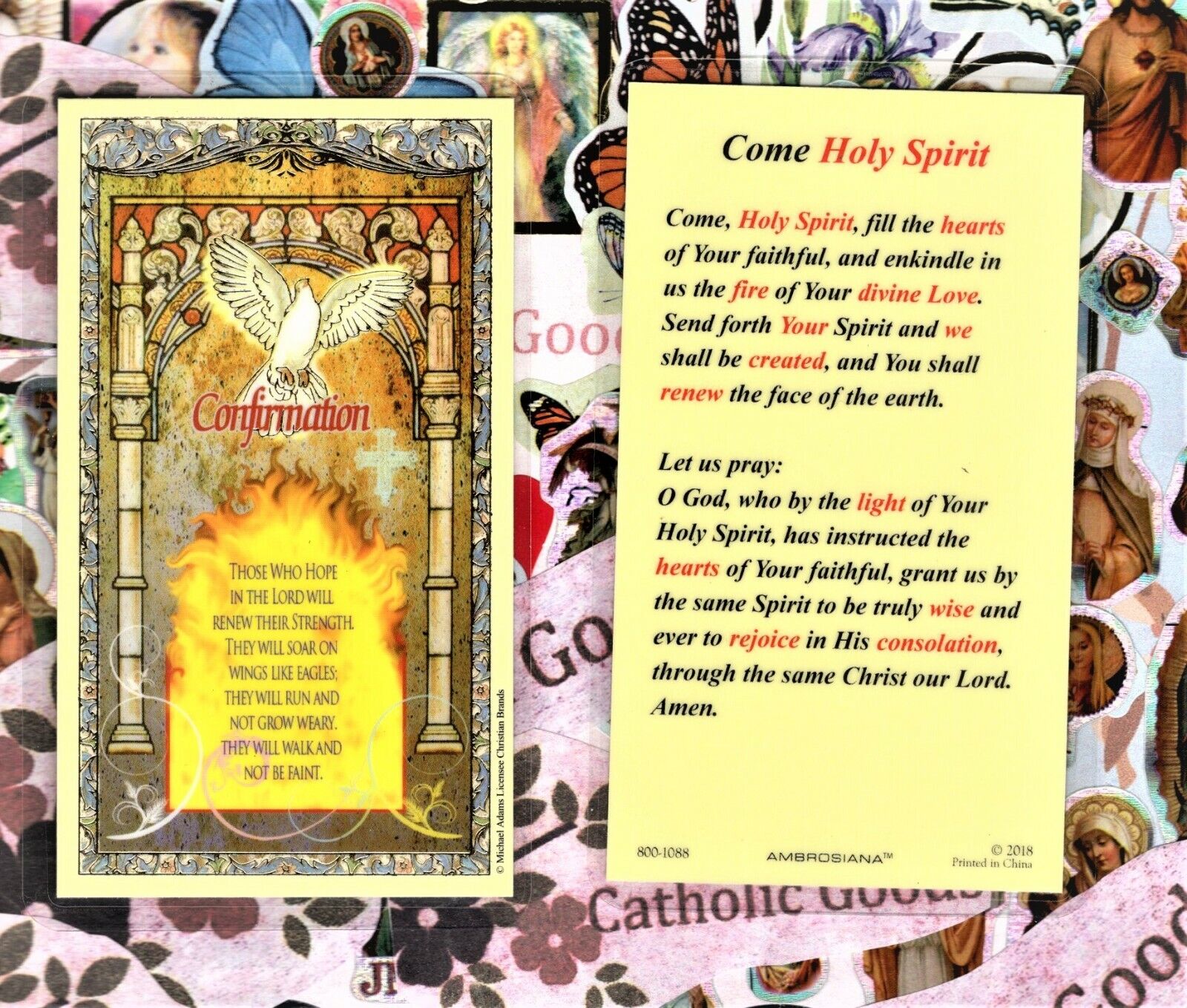 Confirmation Prayer + Come Holy Spirit - Laminated Holy Card 800-1088