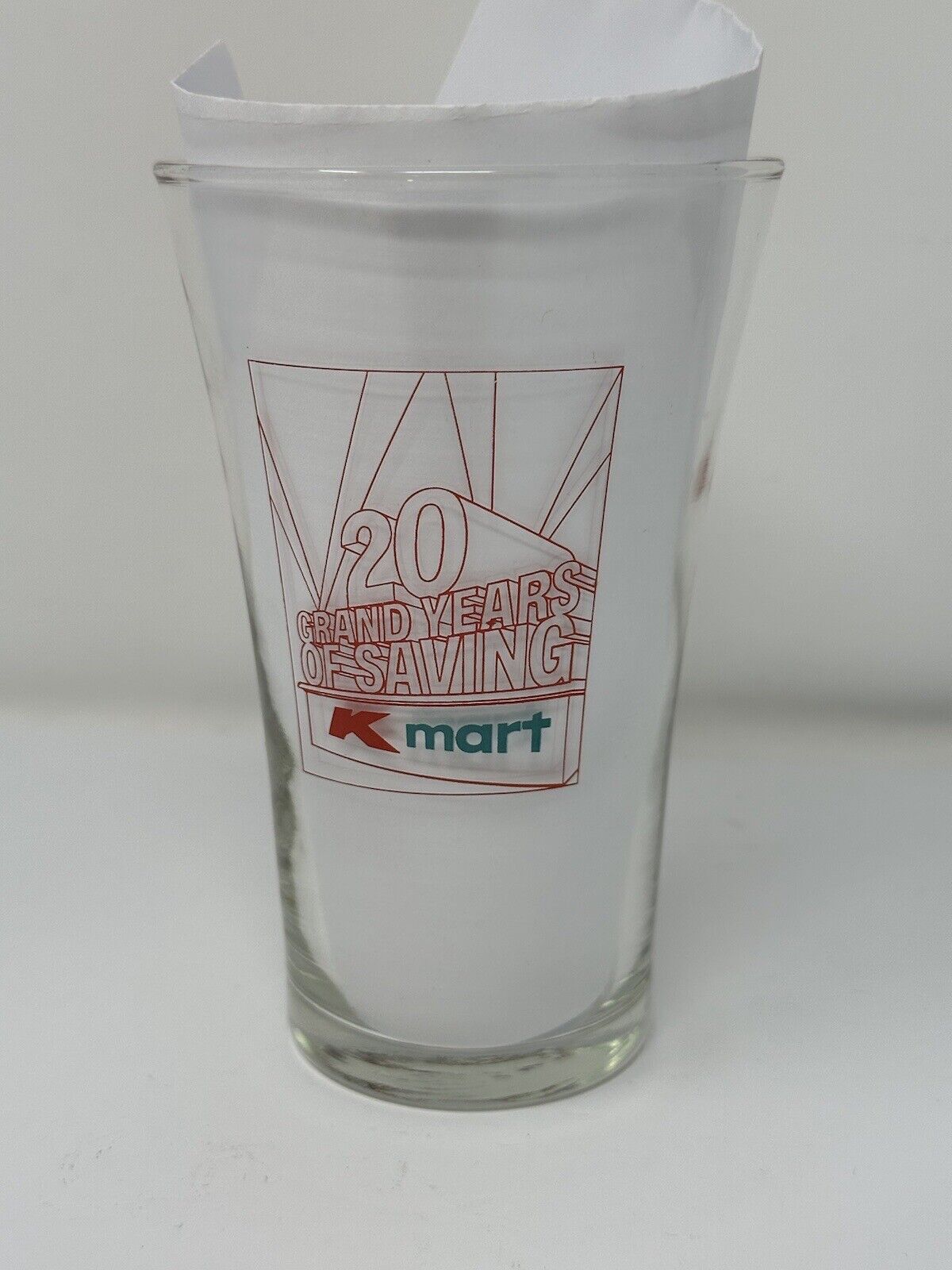 Vintage K-mart Glass Tumbler 20 Years Grand  Savings 1962-1982 Limited Edition