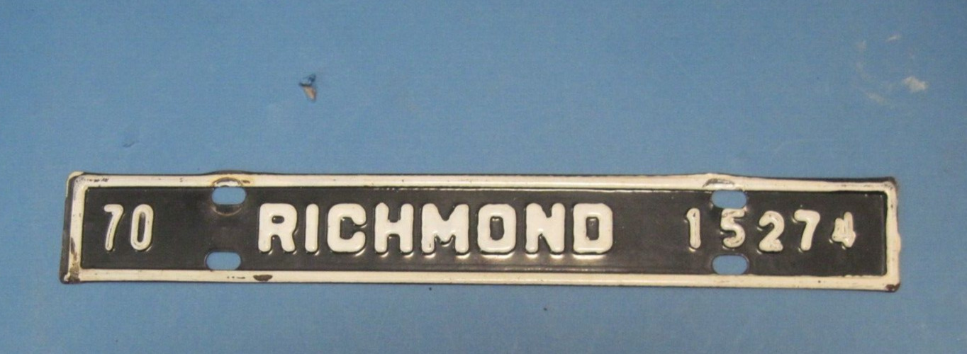 1970 Richmond license plate attachment from Virginia